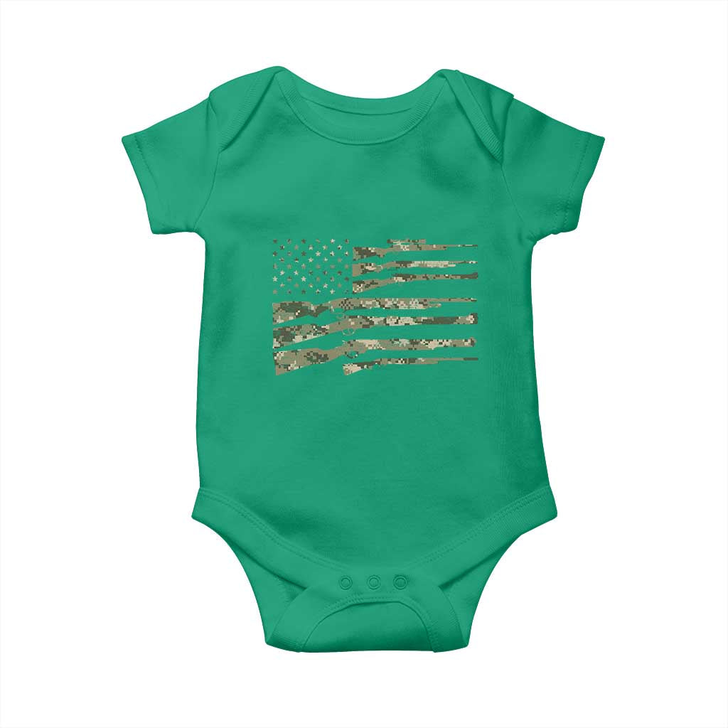 Hunting Guns Vintage Camo American Flag Baby Onesie - Wonder Print Shop