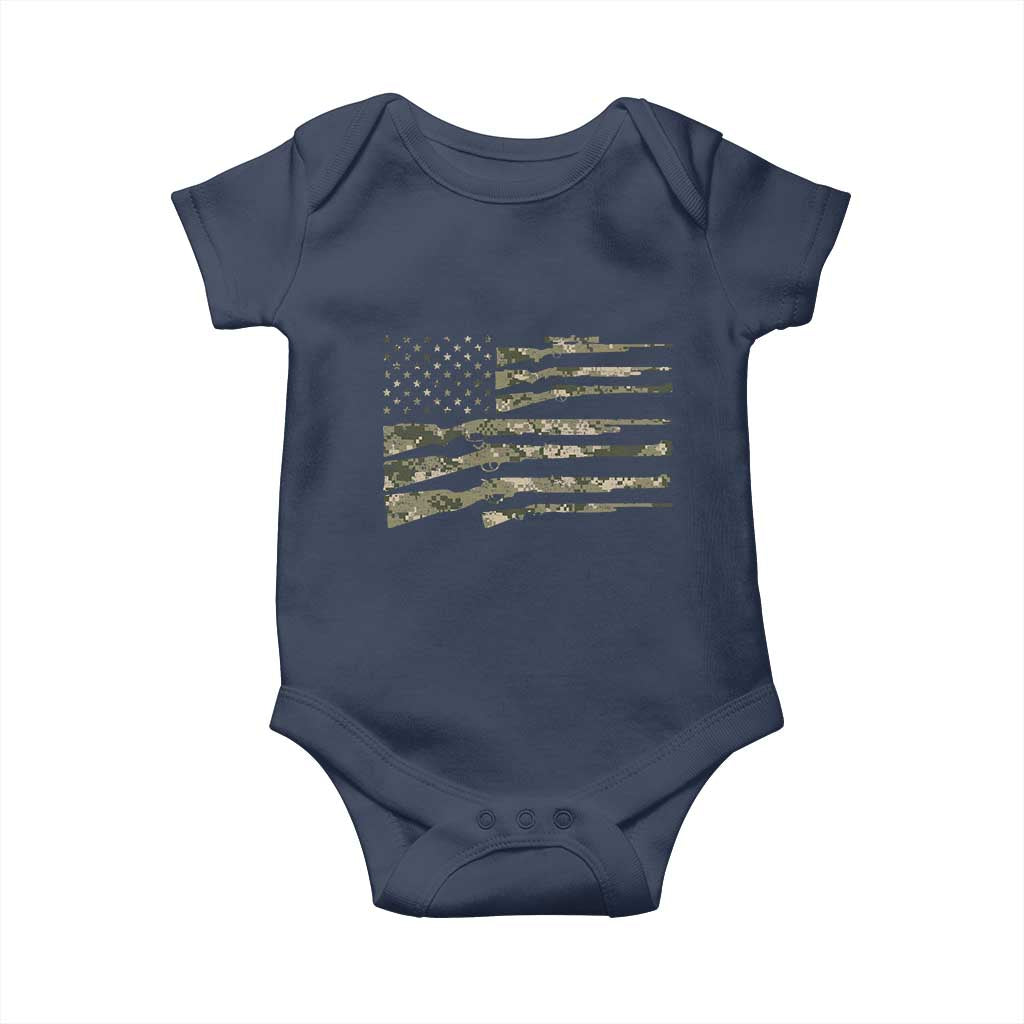 Hunting Guns Vintage Camo American Flag Baby Onesie - Wonder Print Shop