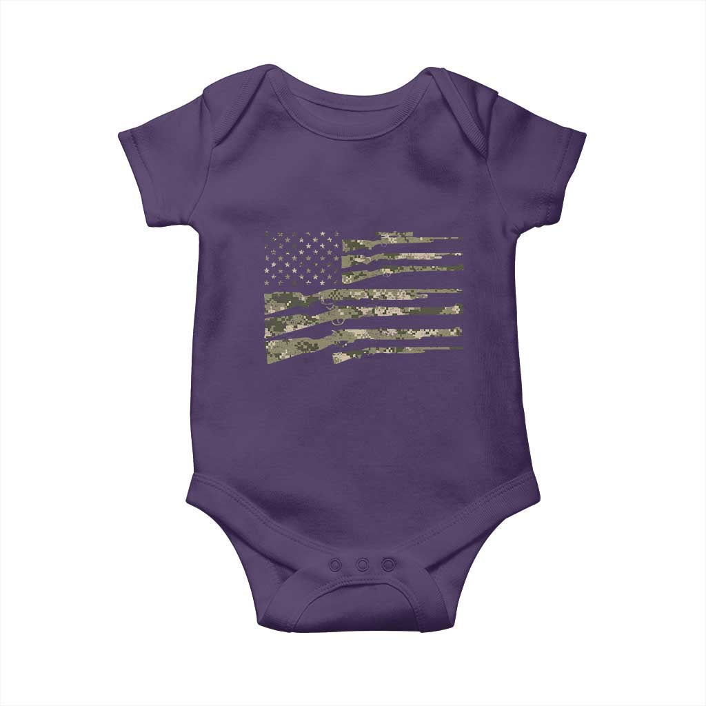 Hunting Guns Vintage Camo American Flag Baby Onesie - Wonder Print Shop