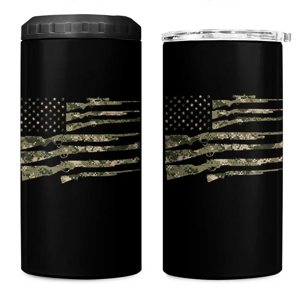 Hunting Guns Vintage Camo American Flag 4 in 1 Can Cooler Tumbler - Wonder Print Shop