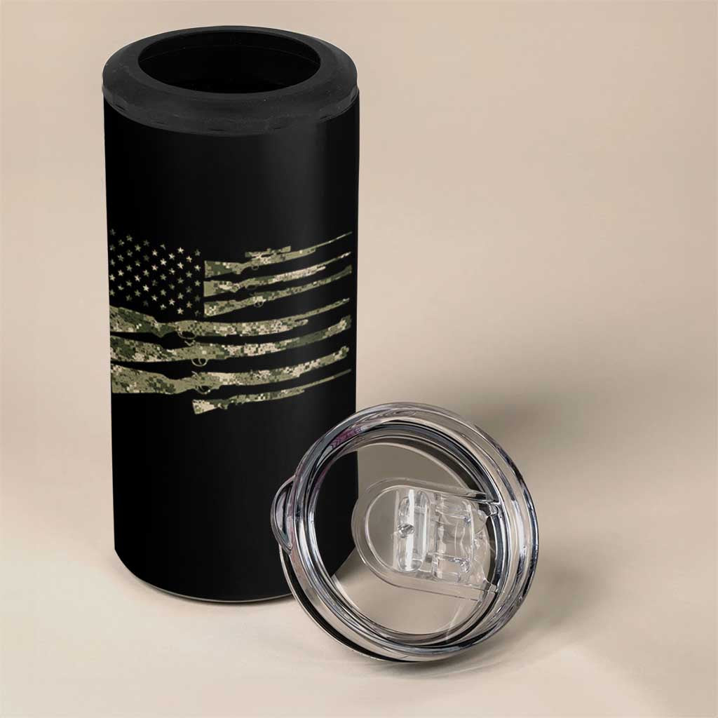 Hunting Guns Vintage Camo American Flag 4 in 1 Can Cooler Tumbler - Wonder Print Shop