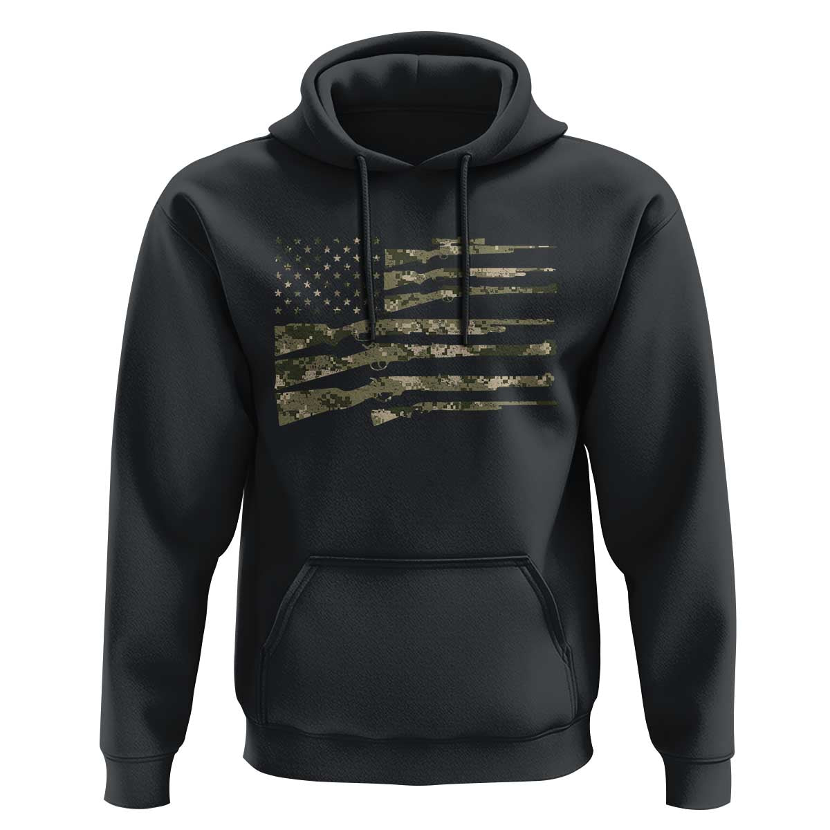 Hunting Guns Vintage Camo American Flag Hoodie - Wonder Print Shop
