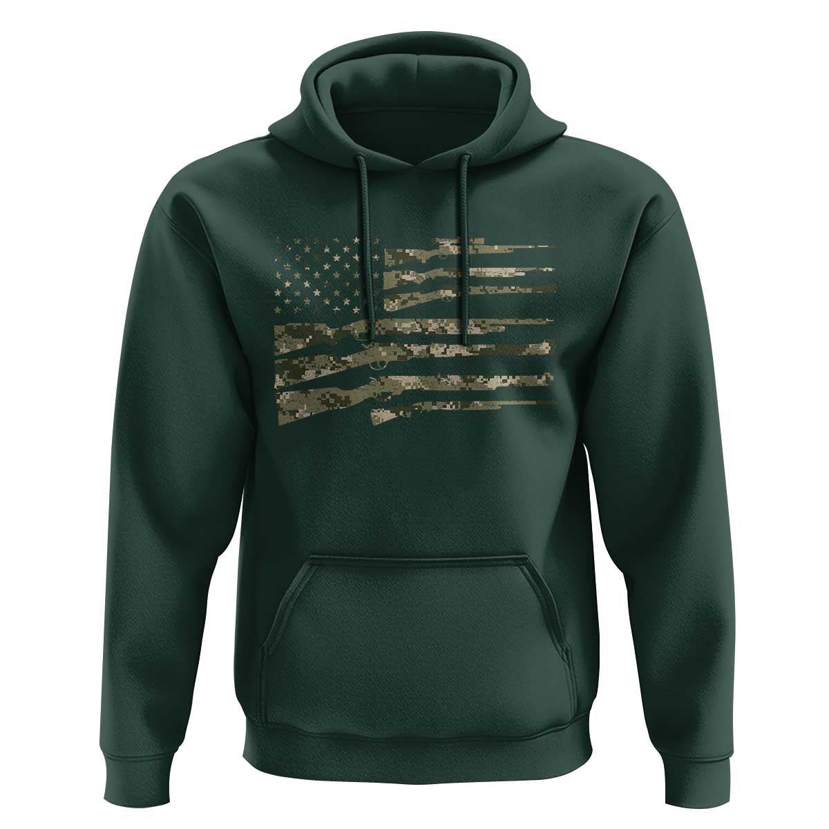 Hunting Guns Vintage Camo American Flag Hoodie - Wonder Print Shop