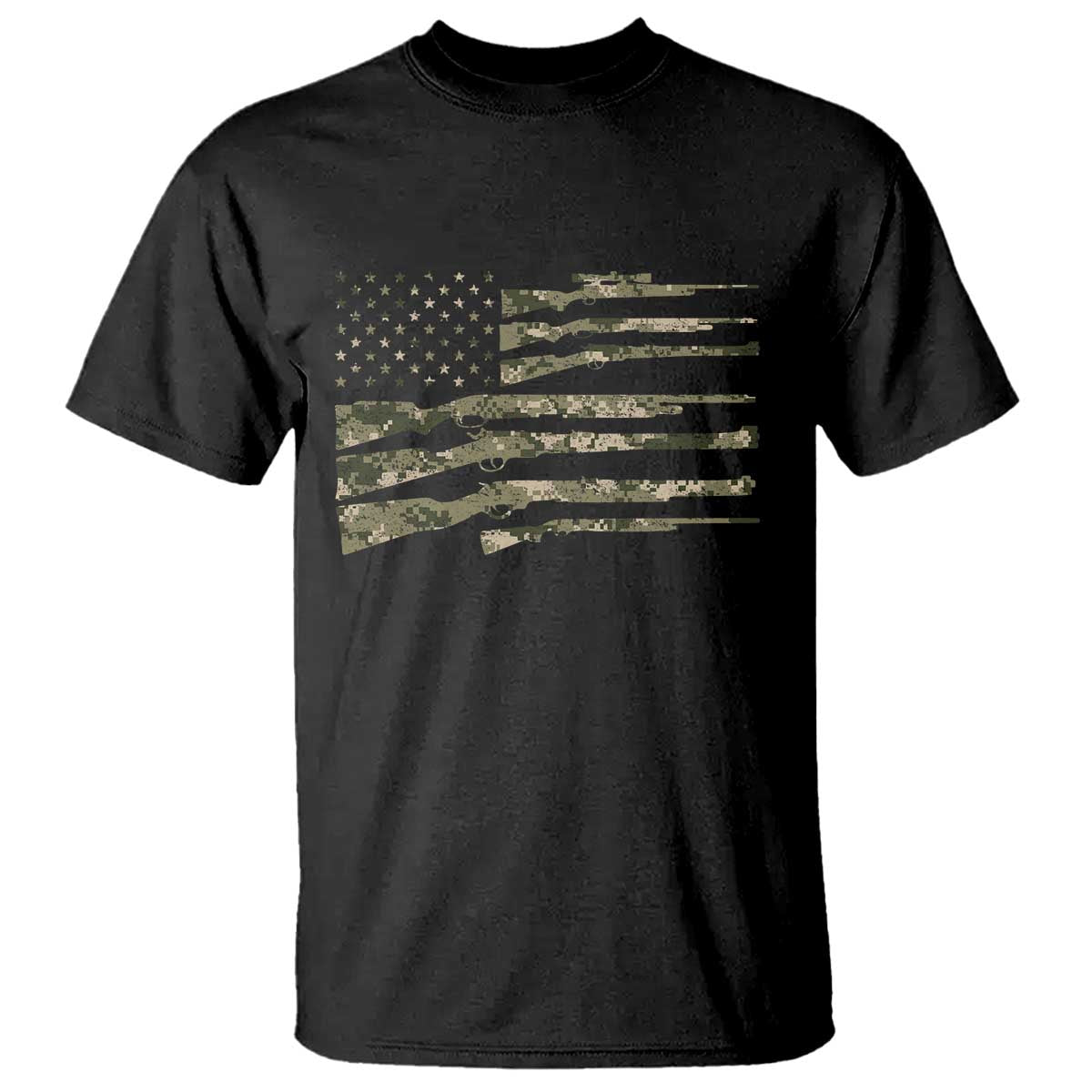 Hunting Guns Vintage Camo American Flag T Shirt - Wonder Print Shop