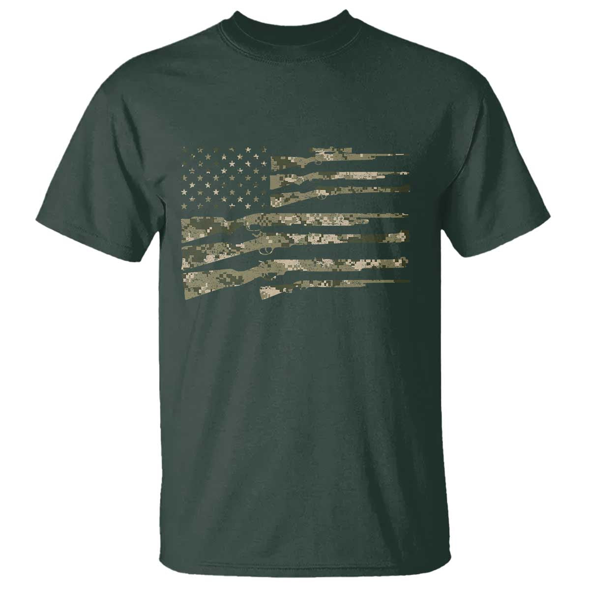 Hunting Guns Vintage Camo American Flag T Shirt - Wonder Print Shop