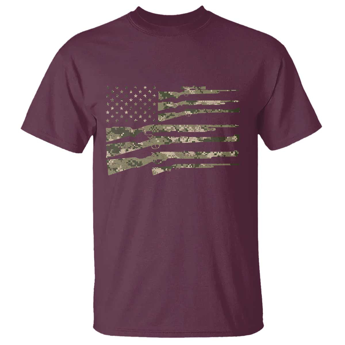 Hunting Guns Vintage Camo American Flag T Shirt - Wonder Print Shop