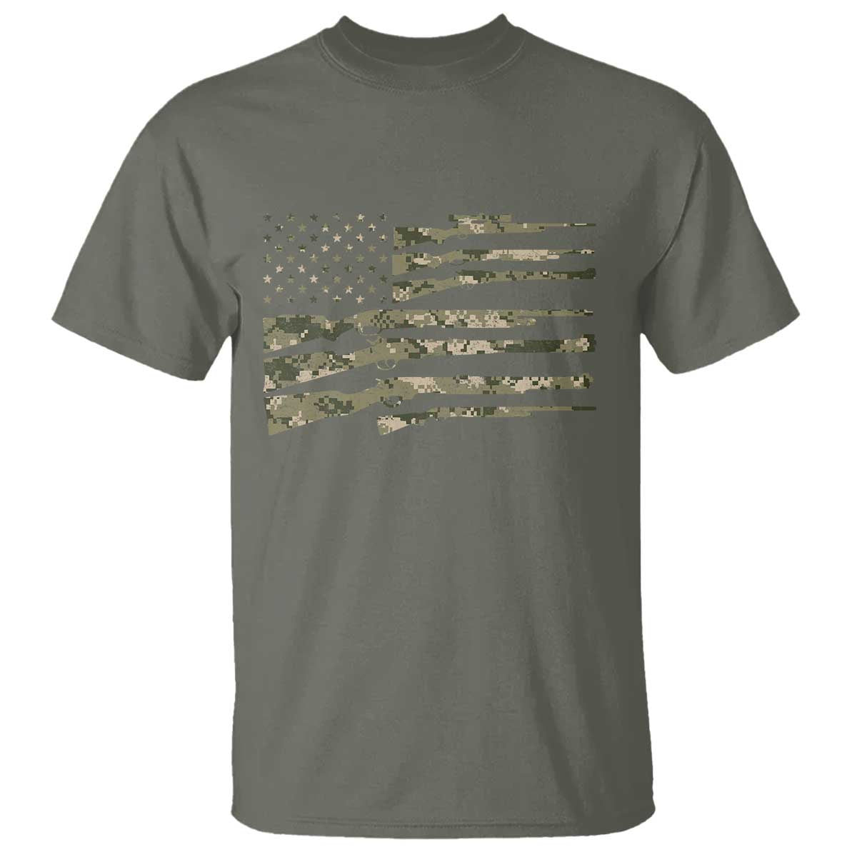 Hunting Guns Vintage Camo American Flag T Shirt - Wonder Print Shop