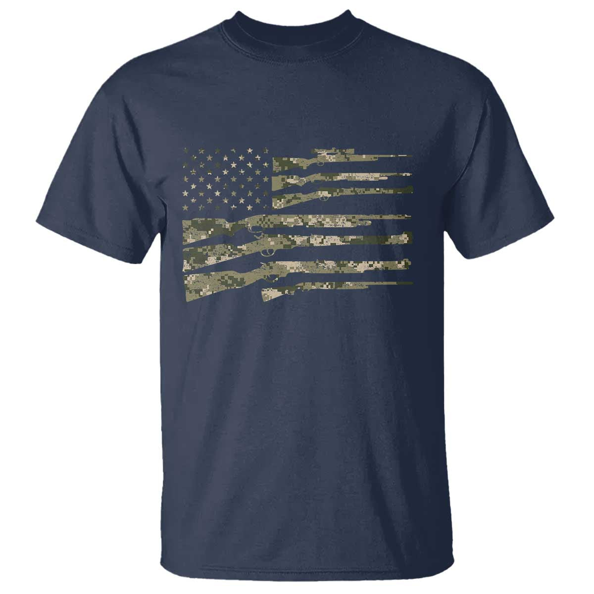 Hunting Guns Vintage Camo American Flag T Shirt - Wonder Print Shop