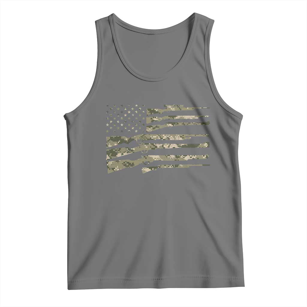 Hunting Guns Vintage Camo American Flag Tank Top - Wonder Print Shop