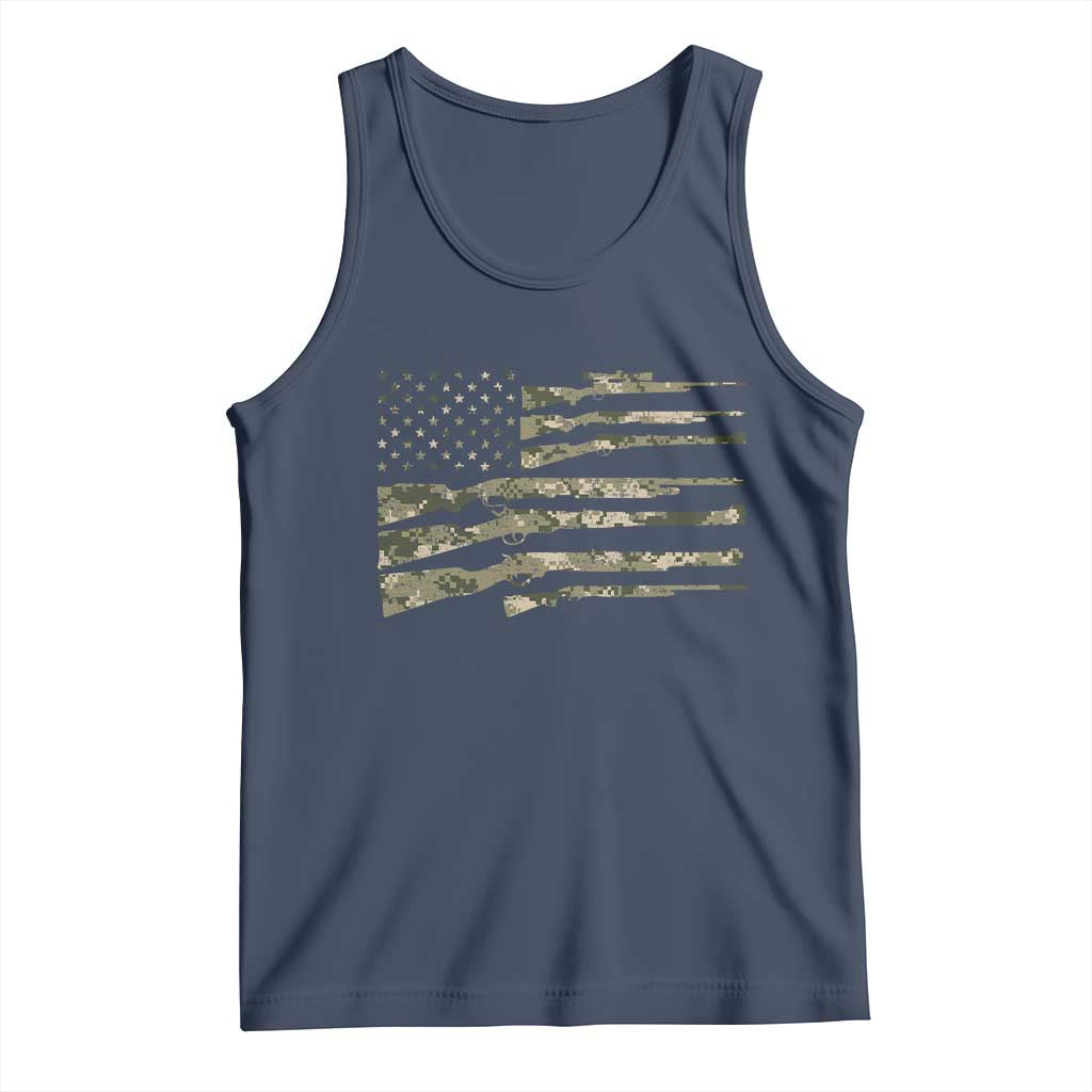 Hunting Guns Vintage Camo American Flag Tank Top - Wonder Print Shop