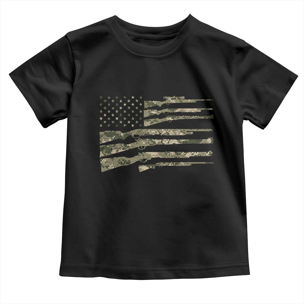 Hunting Guns Vintage Camo American Flag Toddler T Shirt - Wonder Print Shop