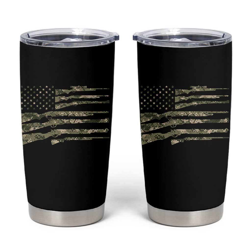Hunting Guns Vintage Camo American Flag Tumbler Cup - Wonder Print Shop