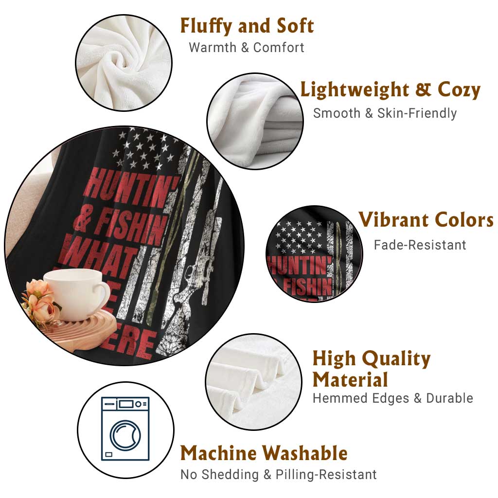 Hunting And Fishing What Else Is There Throw Blanket Vintage American Flag - Wonder Print Shop