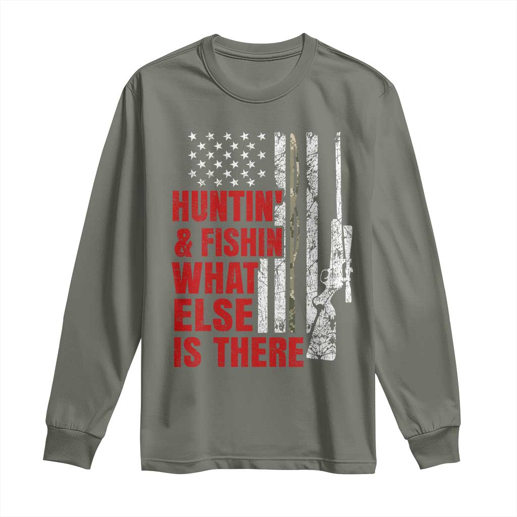 Hunting And Fishing What Else Is There Long Sleeve Shirt Vintage American Flag - Wonder Print Shop