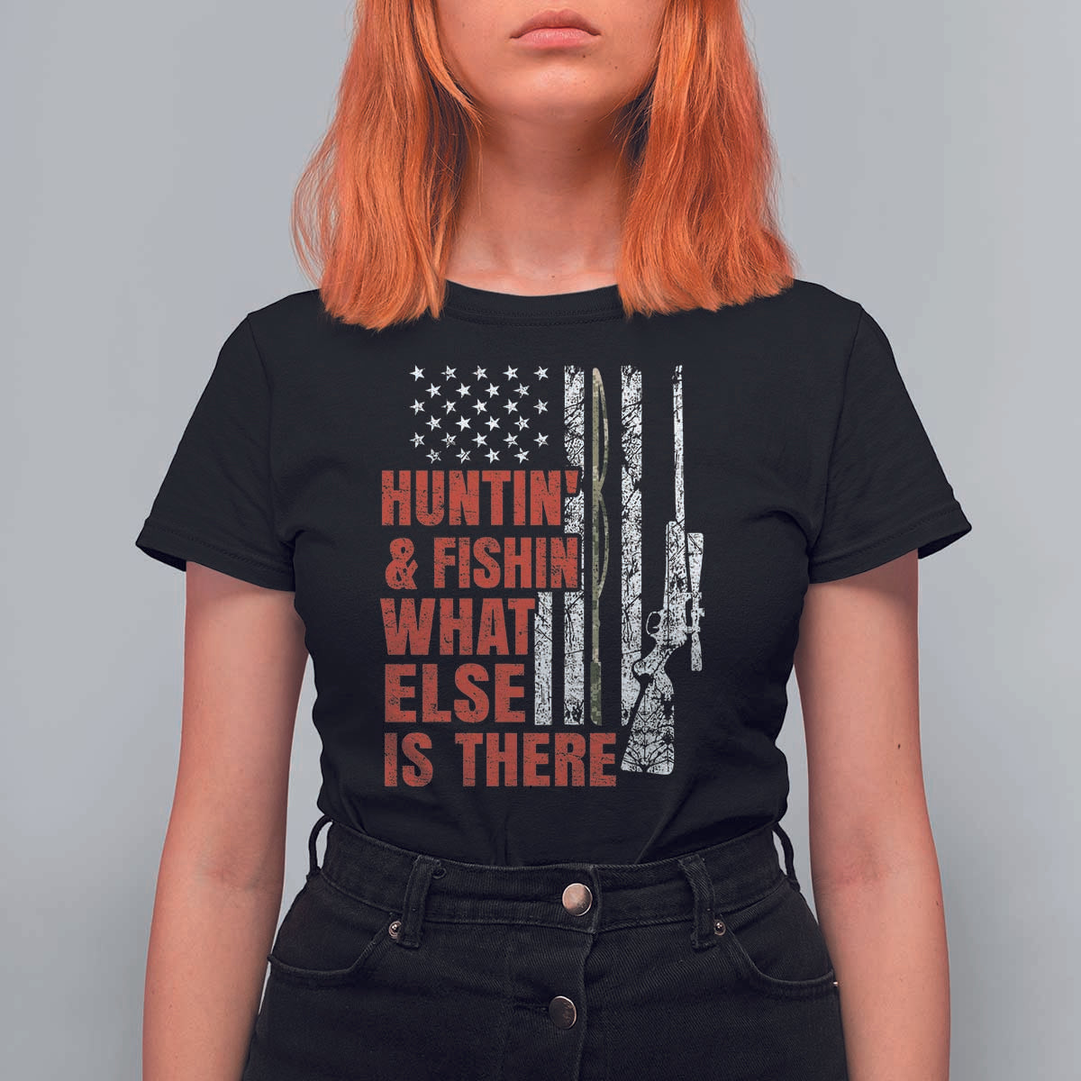 Hunting And Fishing What Else Is There T Shirt For Women Vintage American Flag - Wonder Print Shop