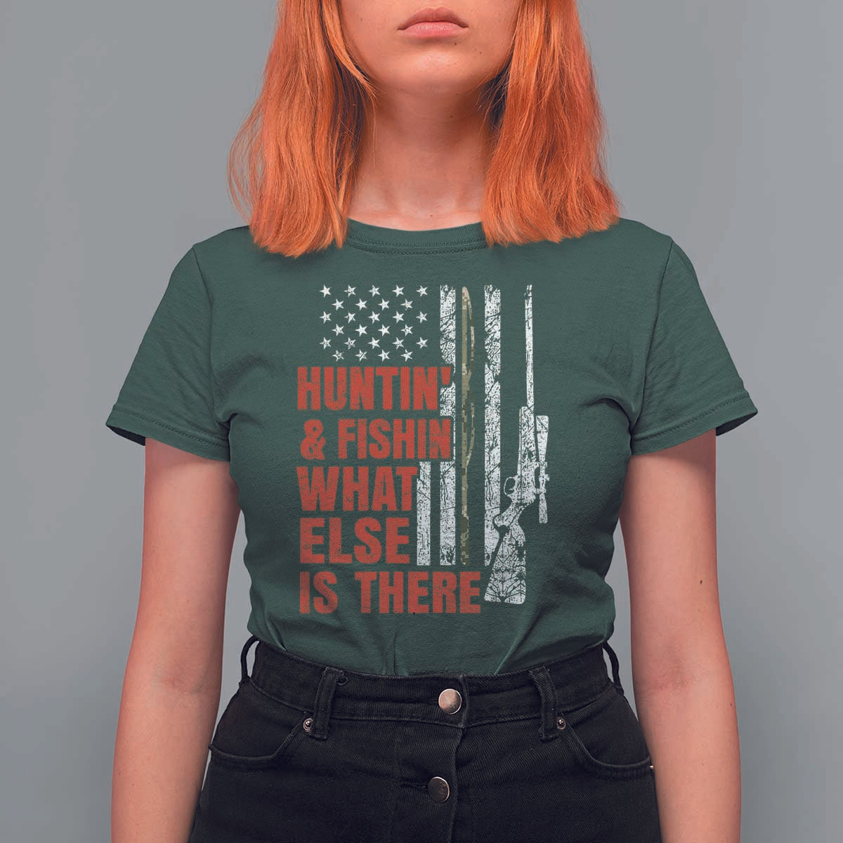 Hunting And Fishing What Else Is There T Shirt For Women Vintage American Flag - Wonder Print Shop