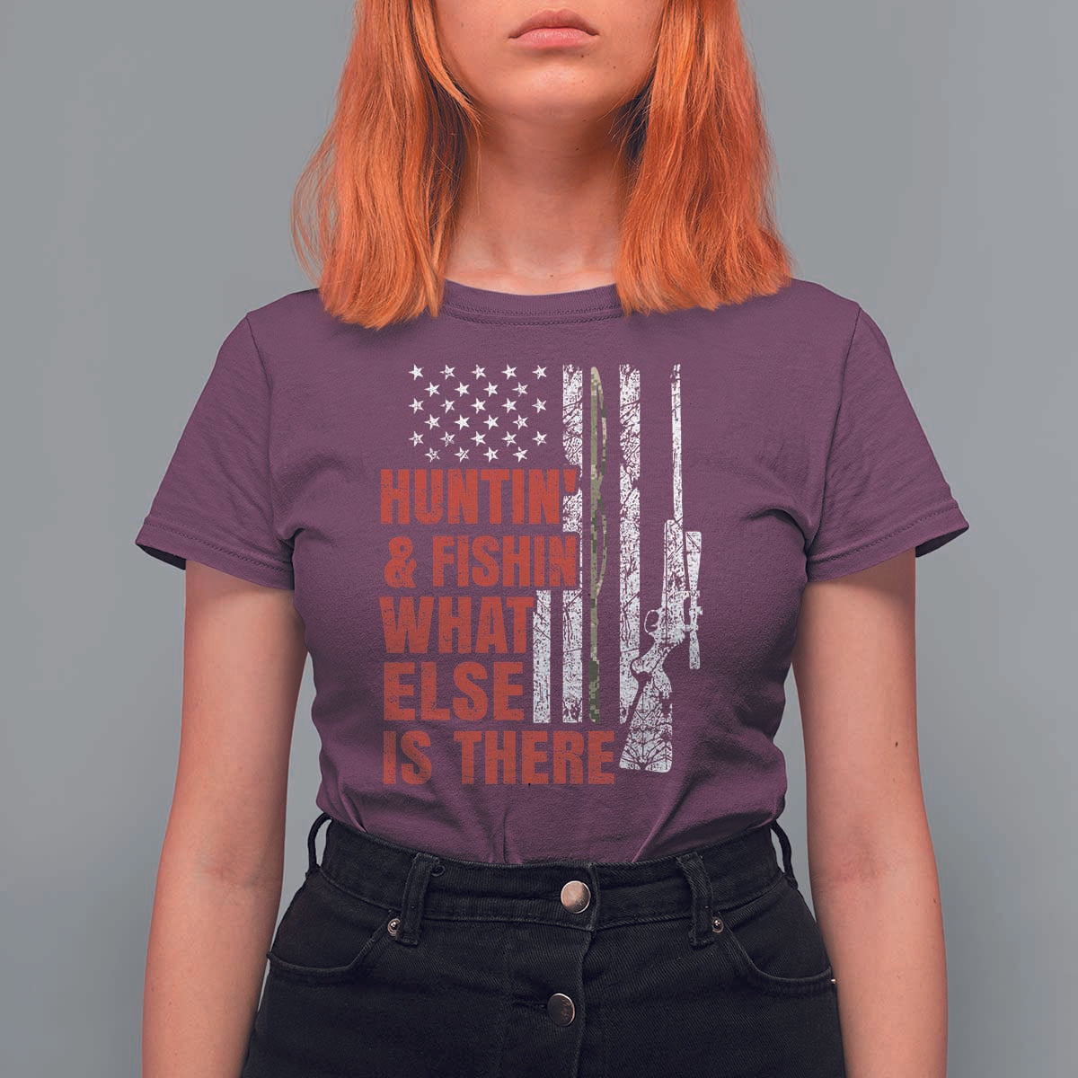 Hunting And Fishing What Else Is There T Shirt For Women Vintage American Flag - Wonder Print Shop