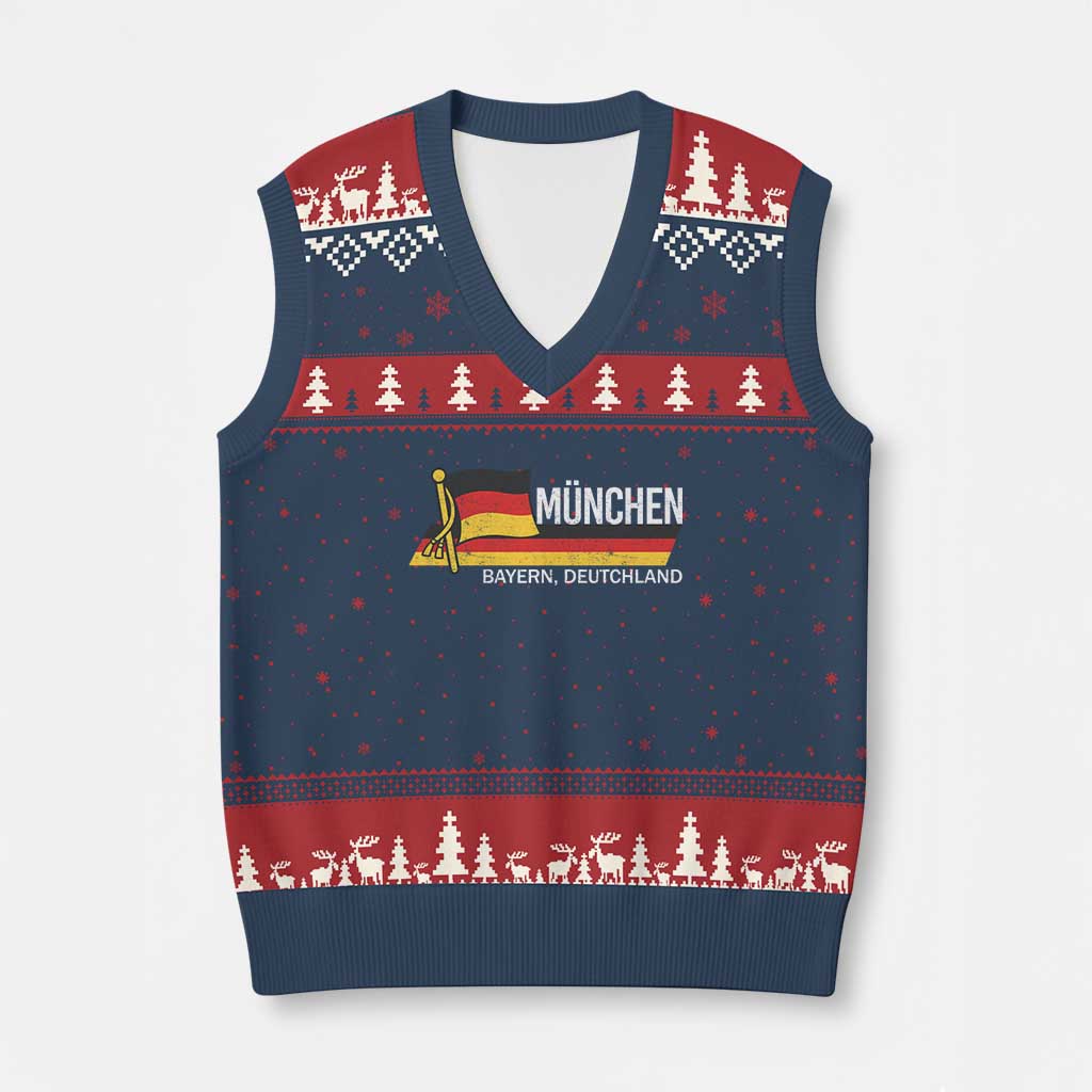 Munchen Bayern German Heritage Pride Germany Flag V-Neck Knit Sweater Vest - Wonder Print Shop