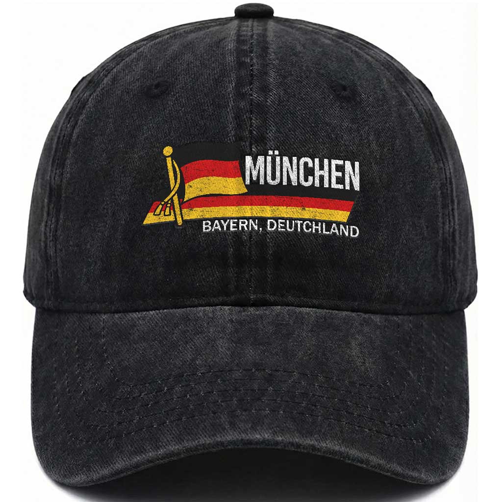Munchen Bayern German Heritage Pride Germany Flag Washed Cotton Baseball Cap