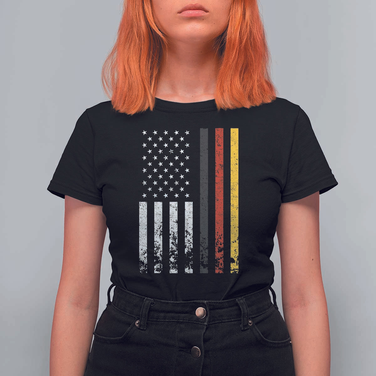 Patriotic Vintage German American Flag T Shirt For Women Germany Heritage Pride - Wonder Print Shop