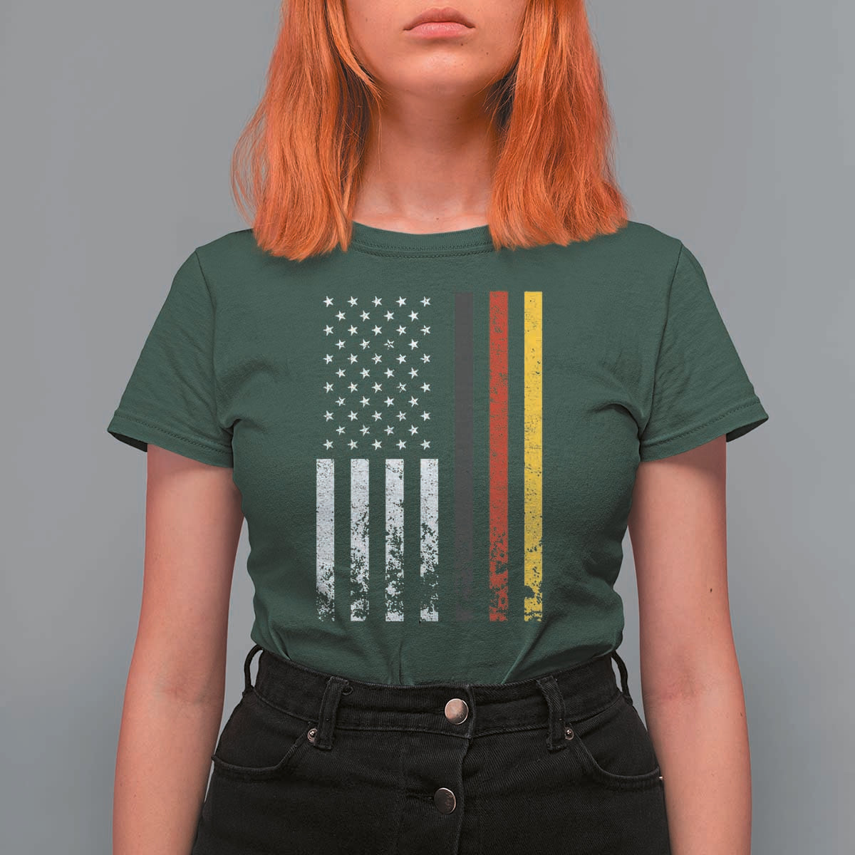 Patriotic Vintage German American Flag T Shirt For Women Germany Heritage Pride - Wonder Print Shop