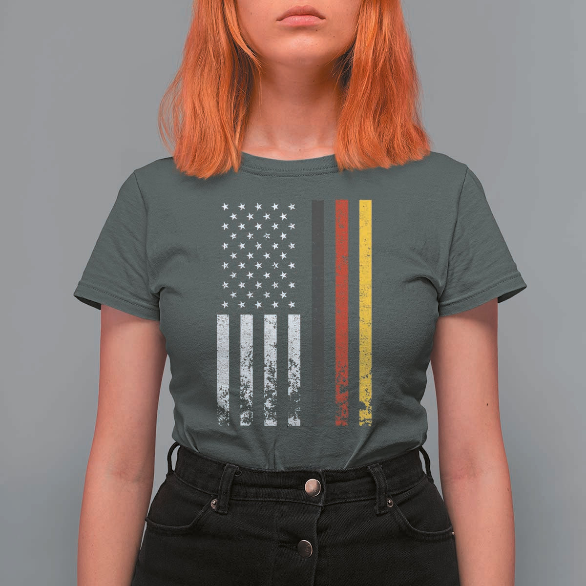 Patriotic Vintage German American Flag T Shirt For Women Germany Heritage Pride - Wonder Print Shop