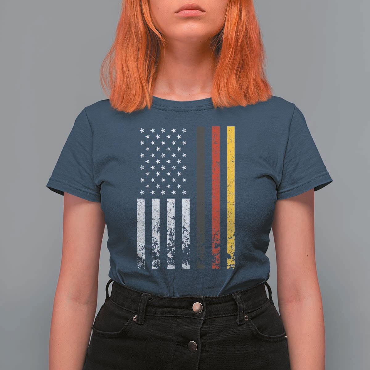 Patriotic Vintage German American Flag T Shirt For Women Germany Heritage Pride - Wonder Print Shop
