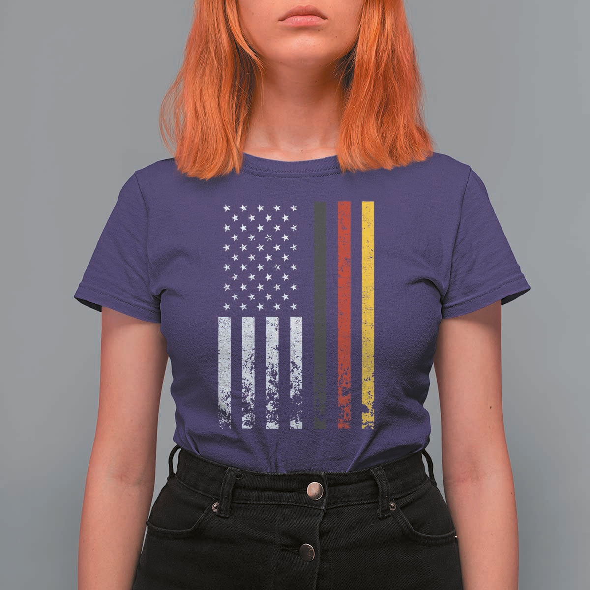 Patriotic Vintage German American Flag T Shirt For Women Germany Heritage Pride - Wonder Print Shop