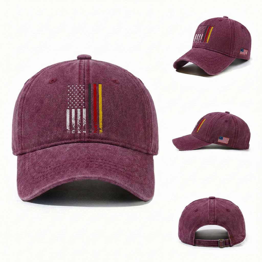 Patriotic Vintage German American Flag Washed Cotton Baseball Cap Germany Heritage Pride