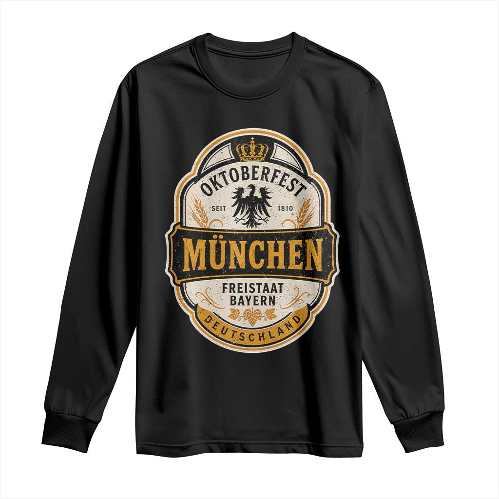 Oktoberfest Munchen Deutschland German Beer Festival Long Sleeve Shirt Freistaat Bayern Heraldic Eagle