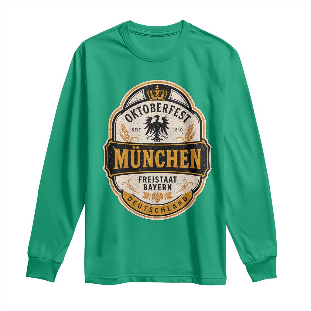Oktoberfest Munchen Deutschland German Beer Festival Long Sleeve Shirt Freistaat Bayern Heraldic Eagle