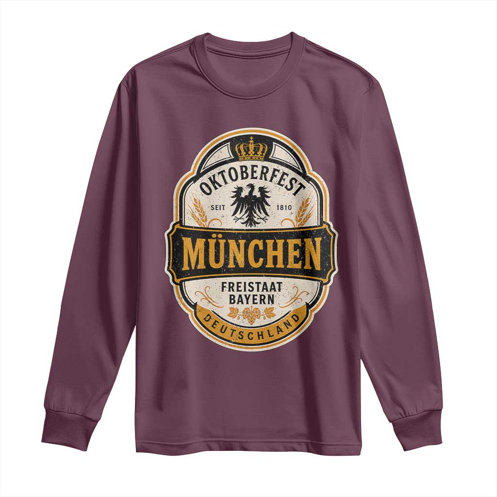Oktoberfest Munchen Deutschland German Beer Festival Long Sleeve Shirt Freistaat Bayern Heraldic Eagle