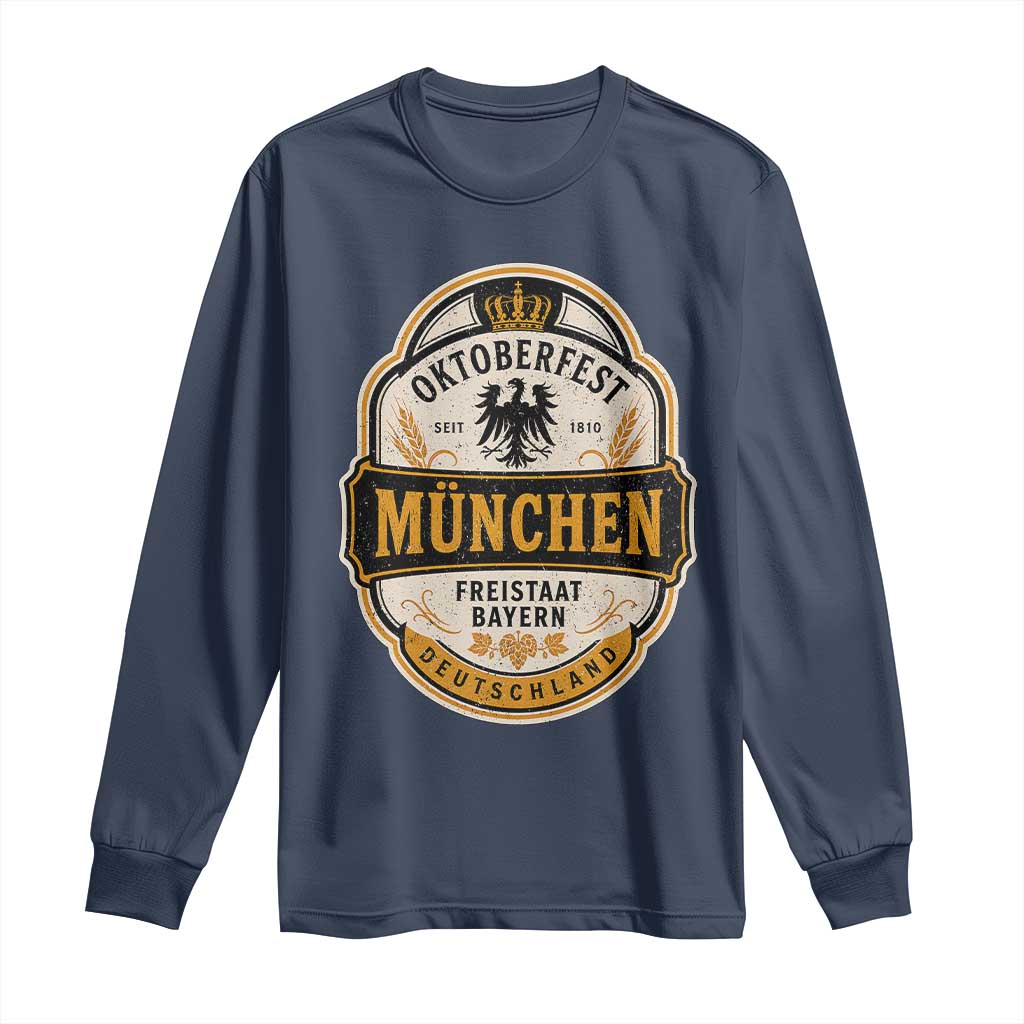 Oktoberfest Munchen Deutschland German Beer Festival Long Sleeve Shirt Freistaat Bayern Heraldic Eagle