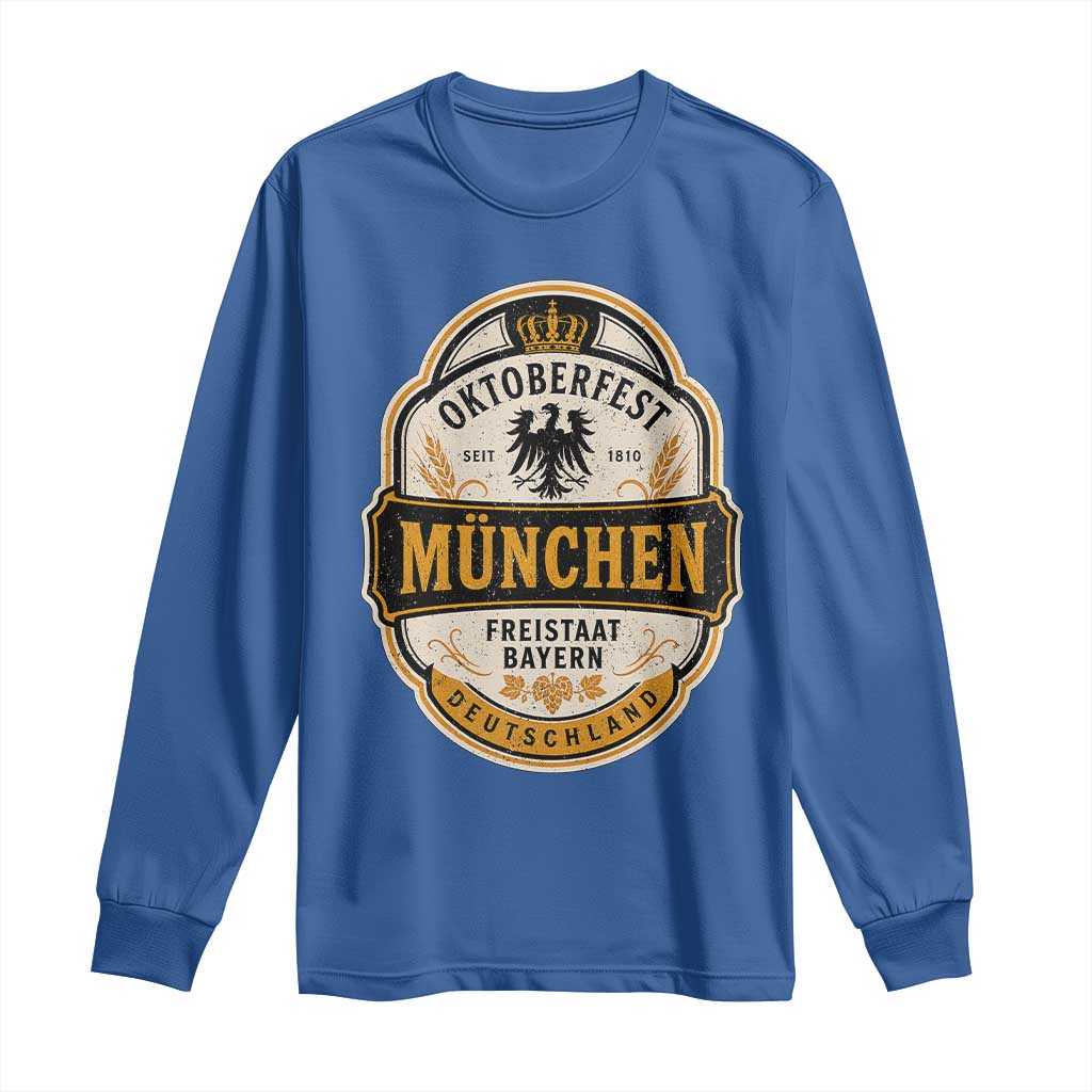 Oktoberfest Munchen Deutschland German Beer Festival Long Sleeve Shirt Freistaat Bayern Heraldic Eagle