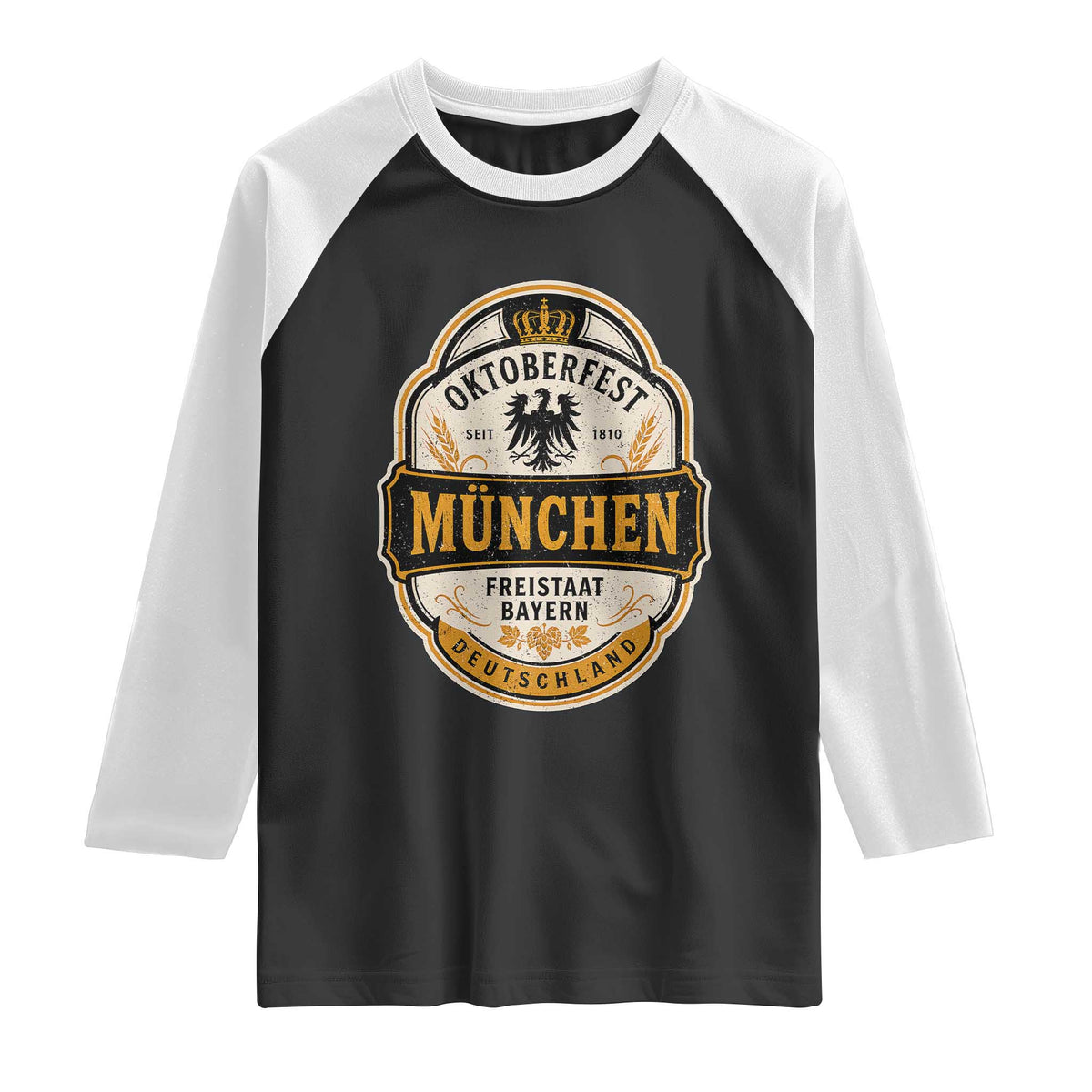 Oktoberfest Munchen Deutschland German Beer Festival Raglan Shirt Freistaat Bayern Heraldic Eagle