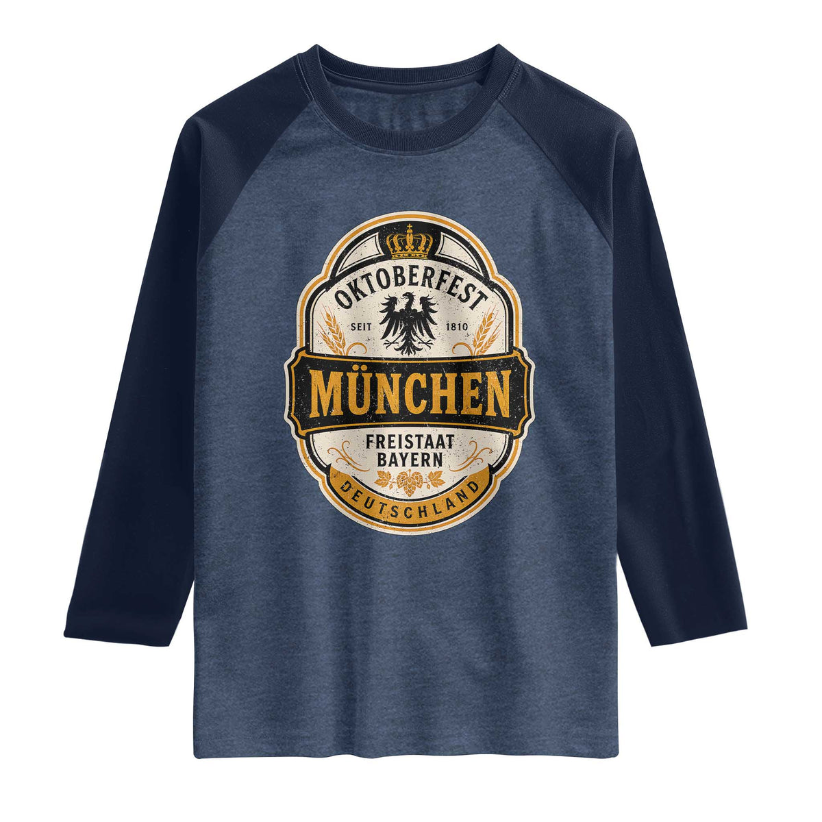 Oktoberfest Munchen Deutschland German Beer Festival Raglan Shirt Freistaat Bayern Heraldic Eagle