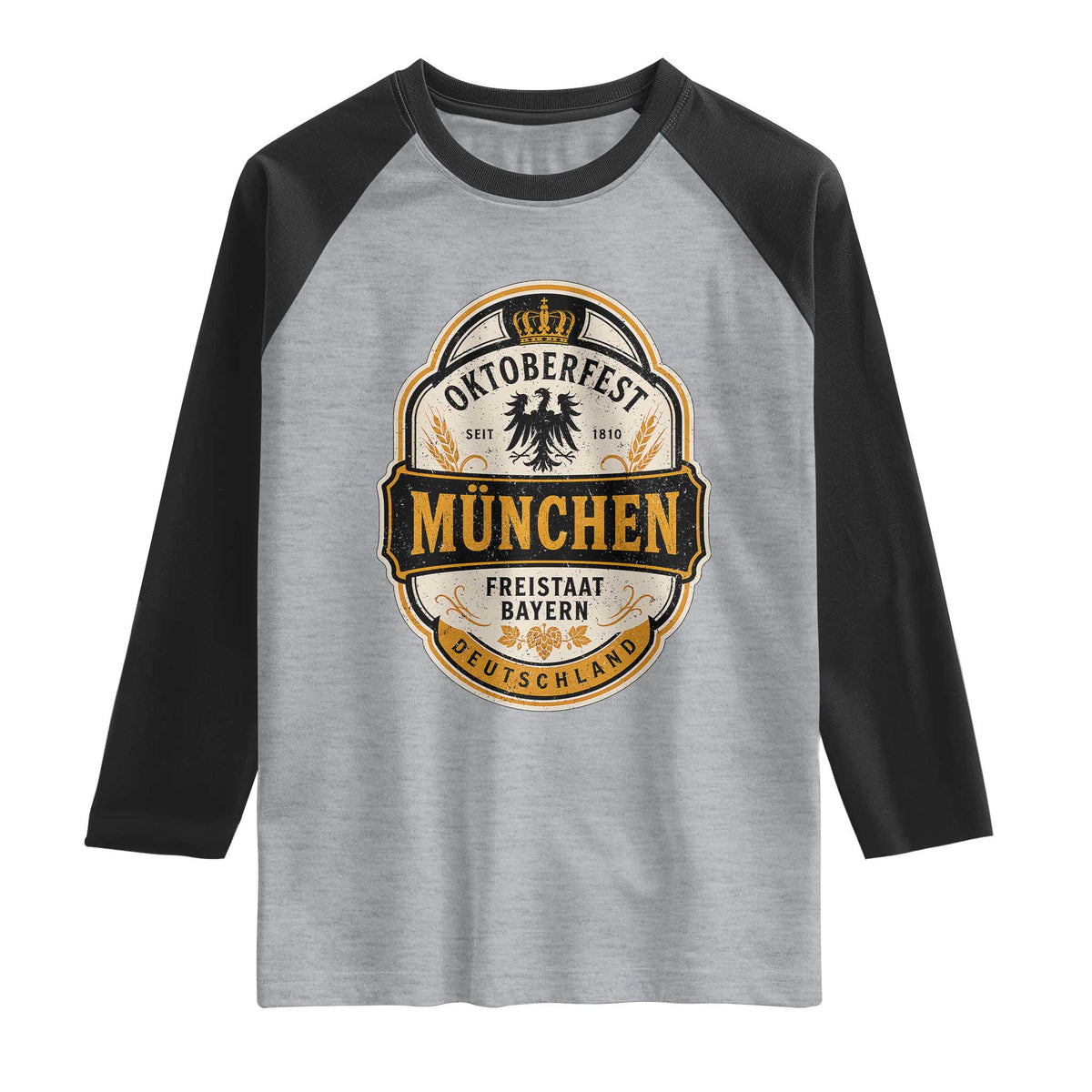 Oktoberfest Munchen Deutschland German Beer Festival Raglan Shirt Freistaat Bayern Heraldic Eagle