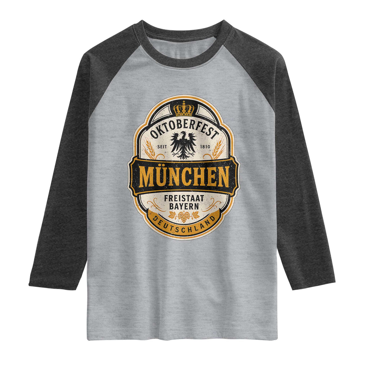 Oktoberfest Munchen Deutschland German Beer Festival Raglan Shirt Freistaat Bayern Heraldic Eagle