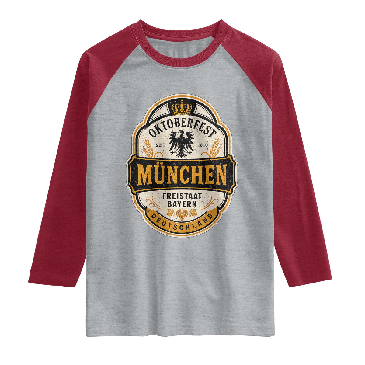 Oktoberfest Munchen Deutschland German Beer Festival Raglan Shirt Freistaat Bayern Heraldic Eagle