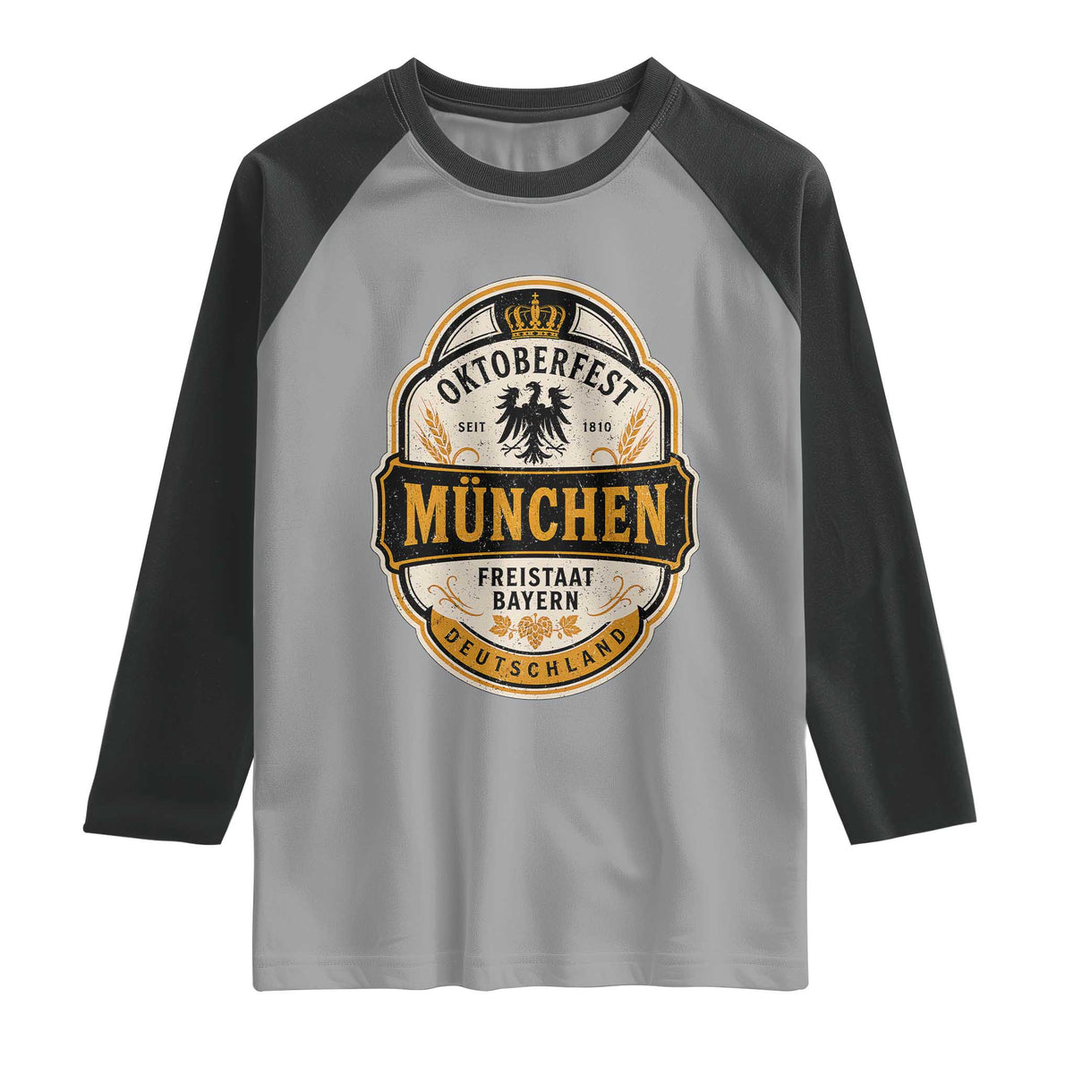 Oktoberfest Munchen Deutschland German Beer Festival Raglan Shirt Freistaat Bayern Heraldic Eagle