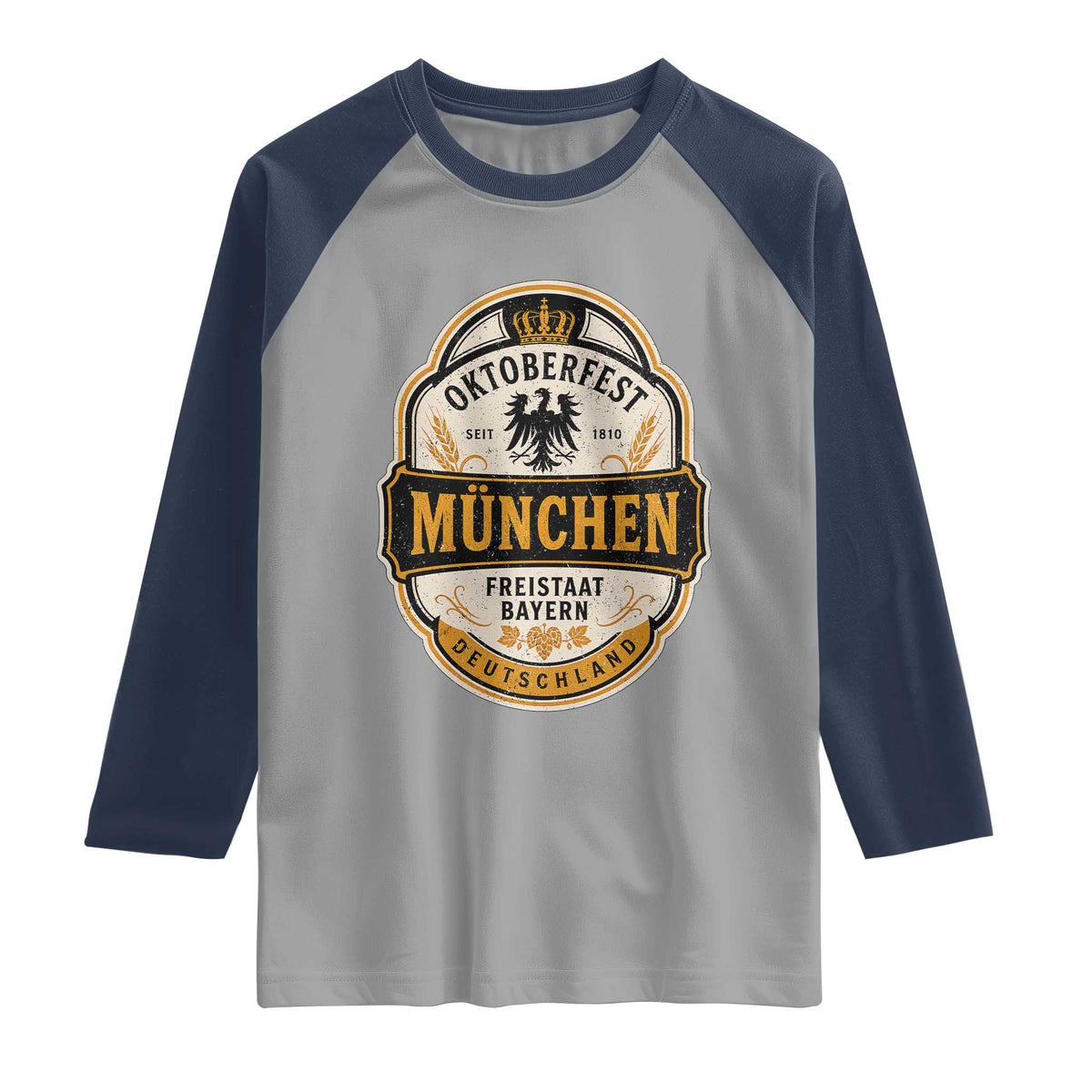 Oktoberfest Munchen Deutschland German Beer Festival Raglan Shirt Freistaat Bayern Heraldic Eagle