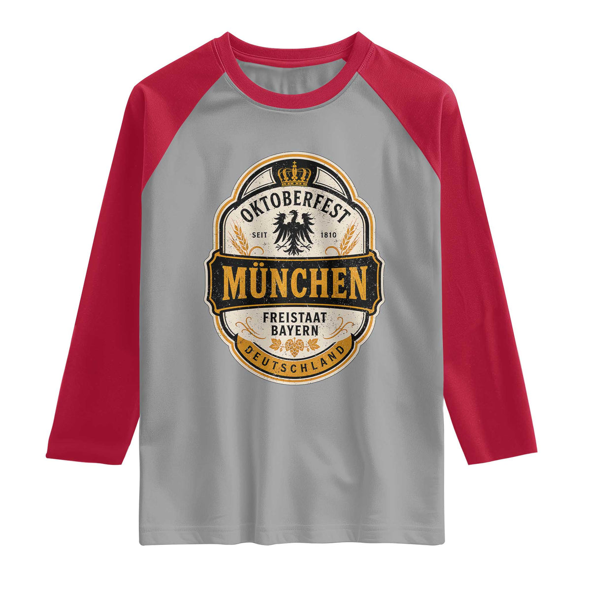 Oktoberfest Munchen Deutschland German Beer Festival Raglan Shirt Freistaat Bayern Heraldic Eagle