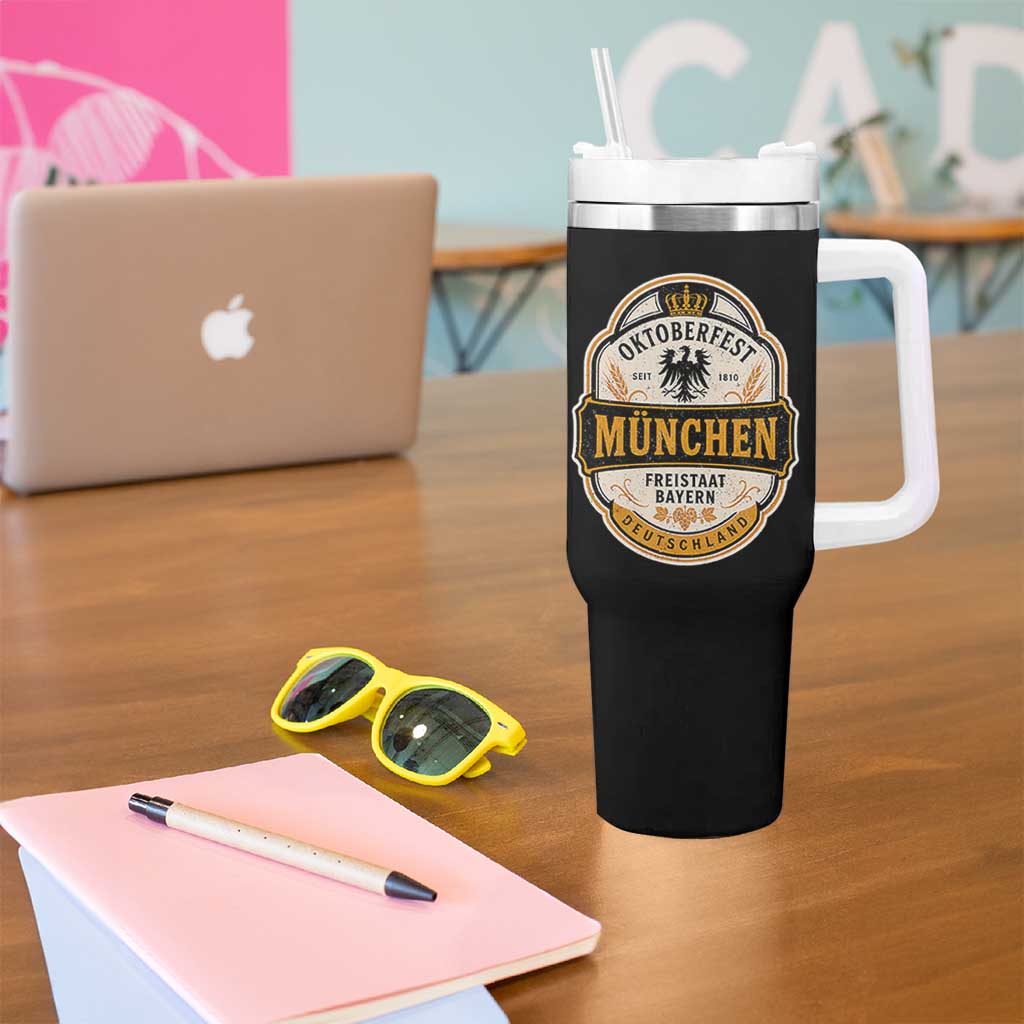 Oktoberfest Munchen Deutschland German Beer Festival Tumbler With Handle Freistaat Bayern Heraldic Eagle