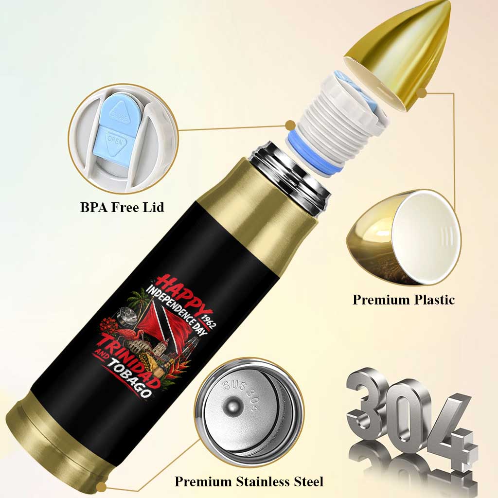 Trinidad And Tobago Independence Day Bullet Tumbler Trinidadian Heritage Steelpan Scarlet Ibis