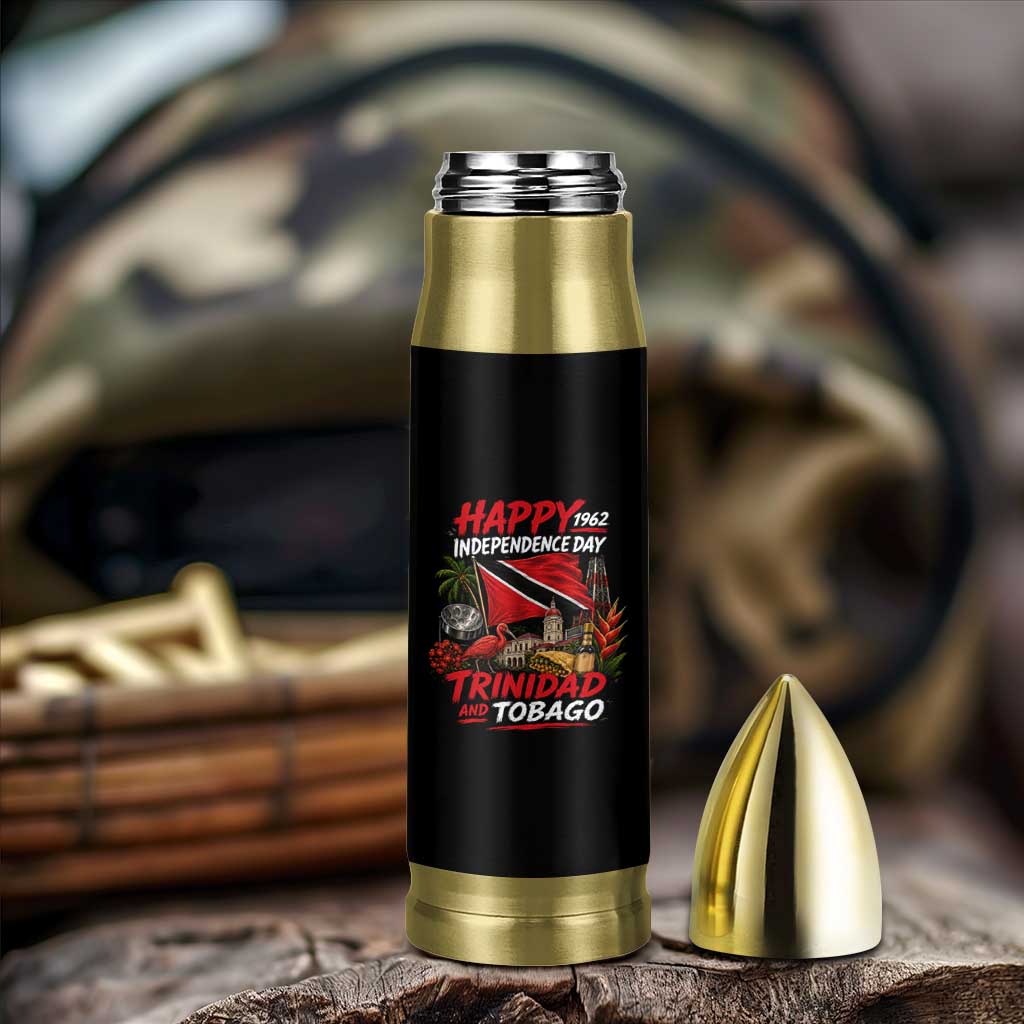 Trinidad And Tobago Independence Day Bullet Tumbler Trinidadian Heritage Steelpan Scarlet Ibis