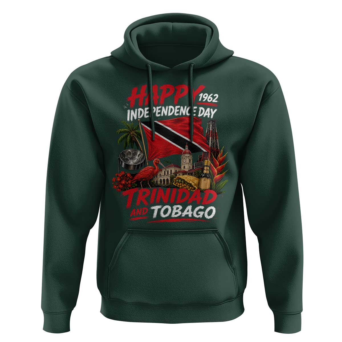 Trinidad And Tobago Independence Day Hoodie Trinidadian Heritage Steelpan Scarlet Ibis