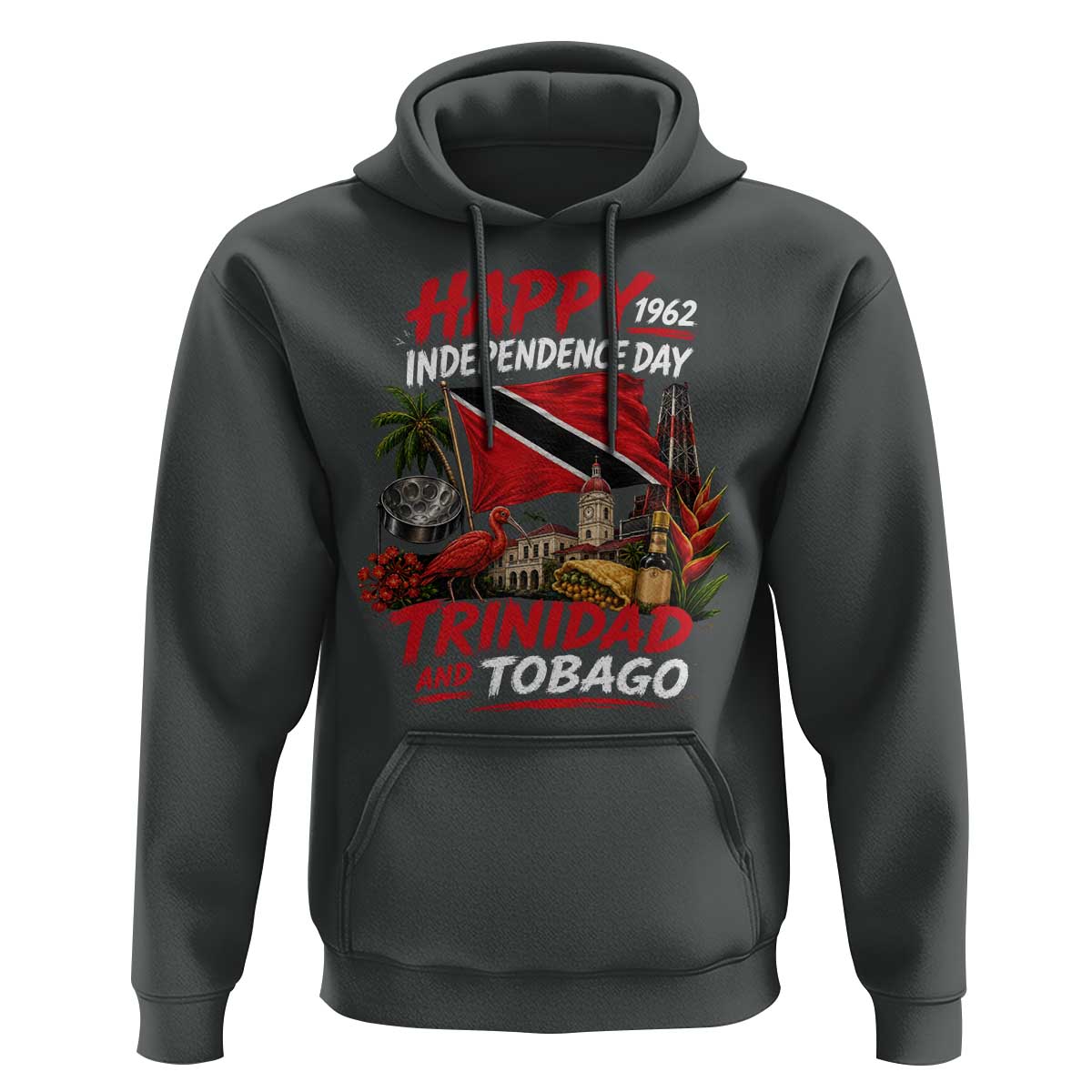 Trinidad And Tobago Independence Day Hoodie Trinidadian Heritage Steelpan Scarlet Ibis