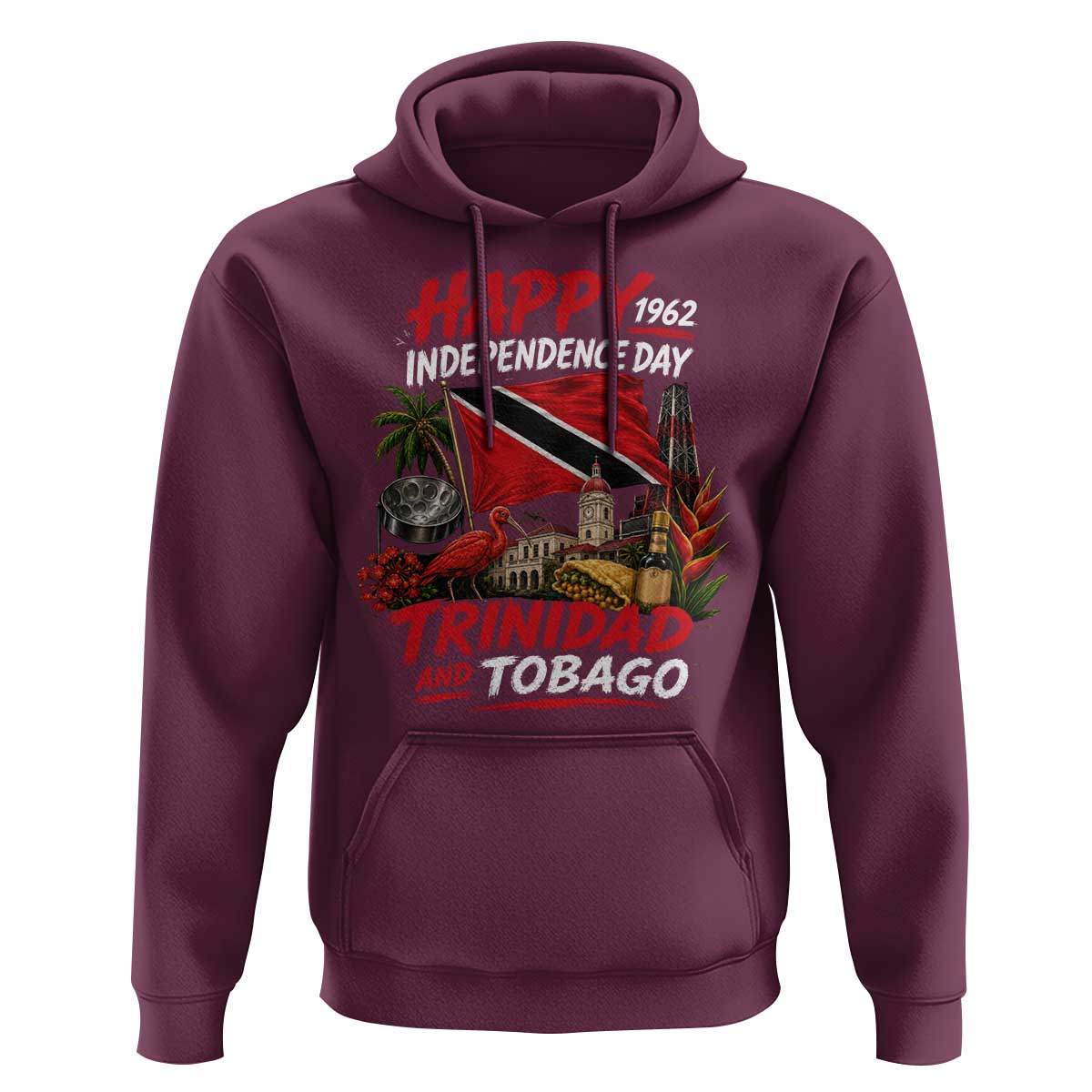 Trinidad And Tobago Independence Day Hoodie Trinidadian Heritage Steelpan Scarlet Ibis