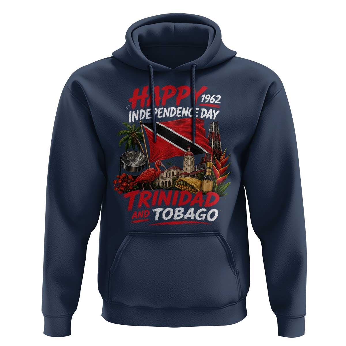 Trinidad And Tobago Independence Day Hoodie Trinidadian Heritage Steelpan Scarlet Ibis