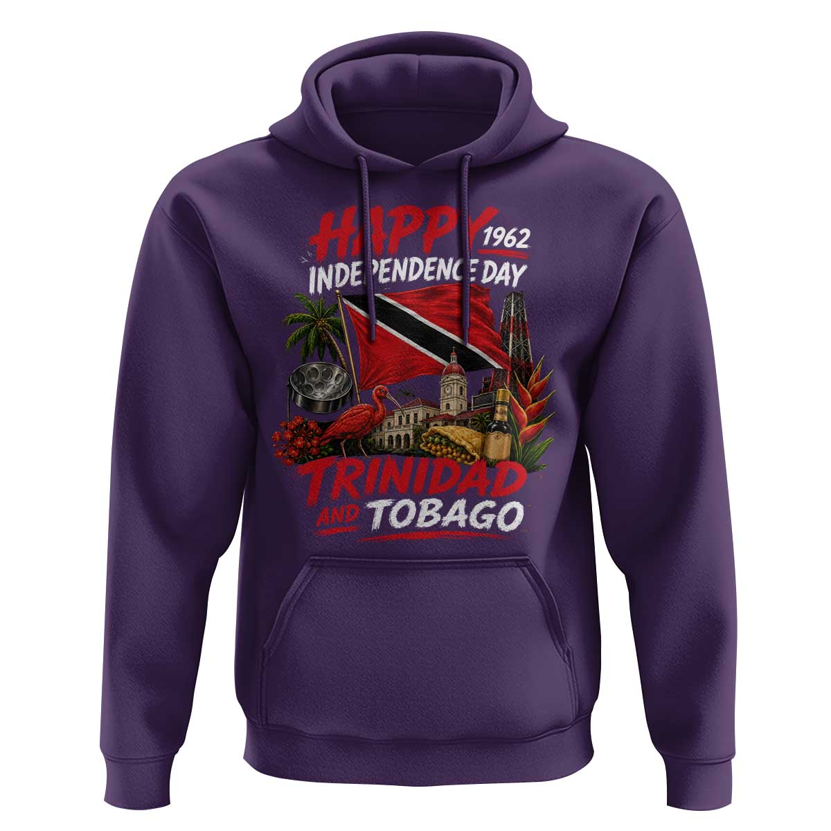 Trinidad And Tobago Independence Day Hoodie Trinidadian Heritage Steelpan Scarlet Ibis